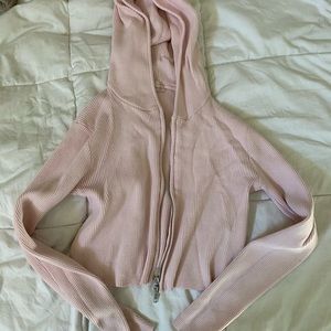 ribbed pink hoodie